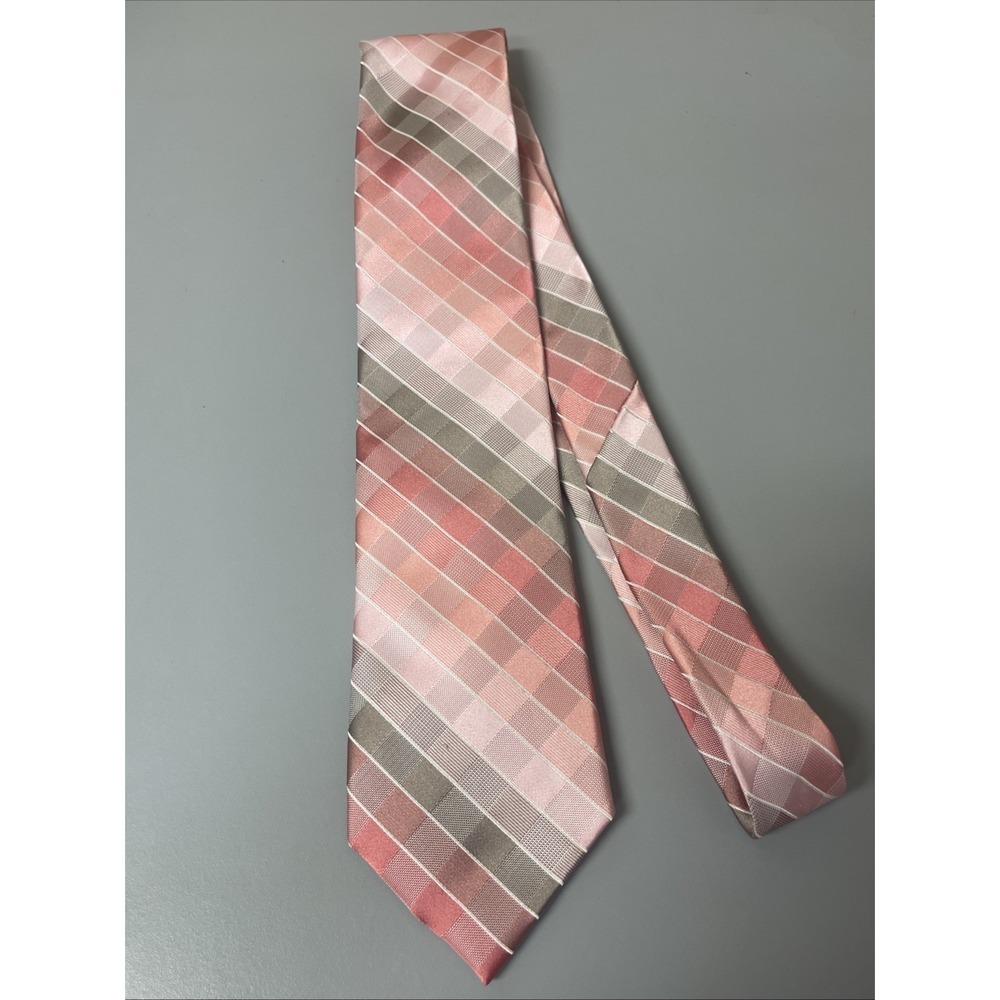 Kenneth Cole Reaction‎ Silk Tie Pink And Gray